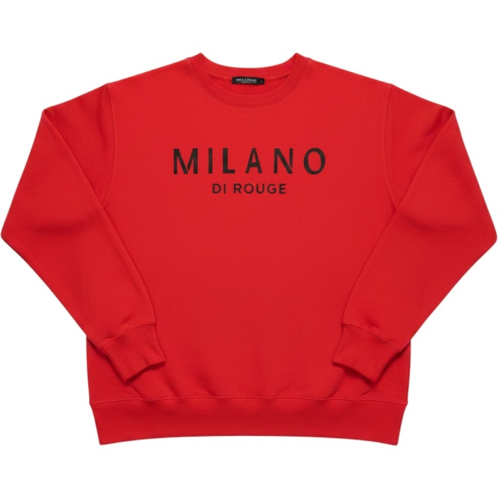 Milano Di Rouge Red Crewneck Sweatshirt Logo Graphic Pullover Small